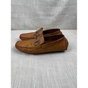 Reverse Men's Brown Leather Loafers with Metal Bit‎ Detail